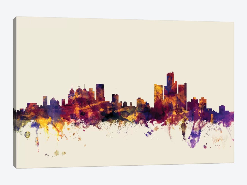 Detroit, Michigan, USA On Beige by Michael Tompsett 1-piece Canvas Print