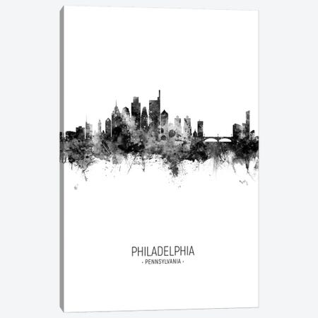 Philadelphia Skyline Portrait Black And White Canvas Print #MTO2534} by Michael Tompsett Art Print