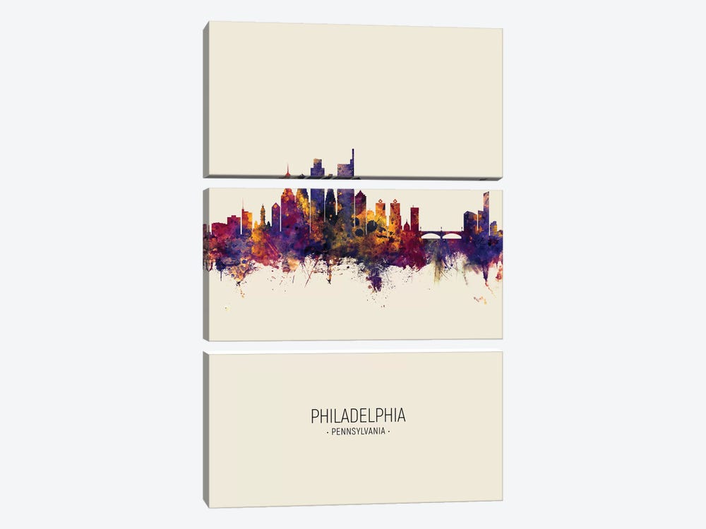 Philadelphia Pennsylvania Skyline Fall by Michael Tompsett 3-piece Art Print