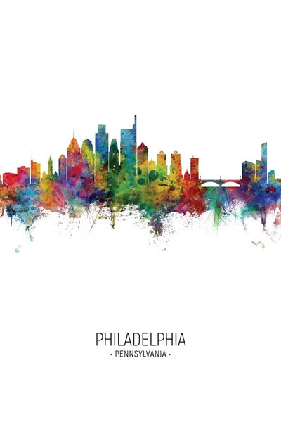 Pennsylvania: Philadelphia Skyline Portrait by Michael Tompsett