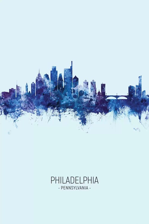 Philadelphia Skyline Portrait Dark Blue