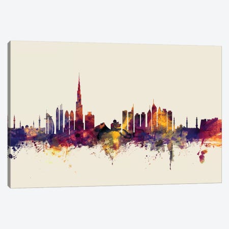 Dubai, UAE On Beige Canvas Print #MTO254} by Michael Tompsett Art Print