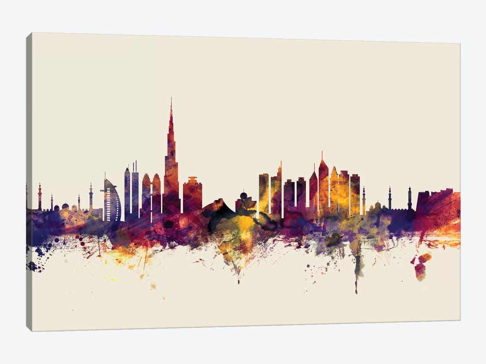 Dubai, UAE On Beige by Michael Tompsett 1-piece Canvas Print