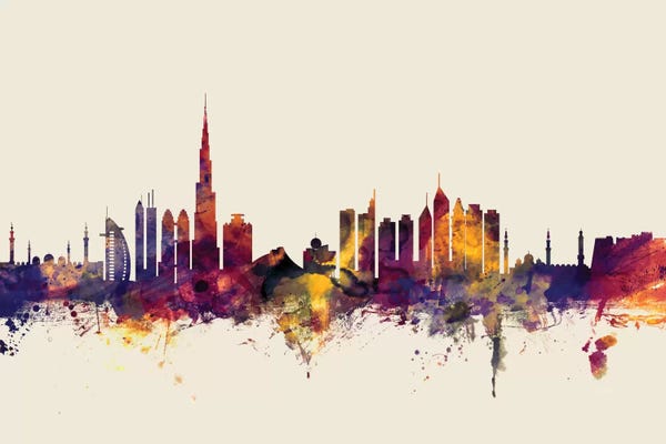United Arab Emirates: Dubai, UAE On Beige by Michael Tompsett