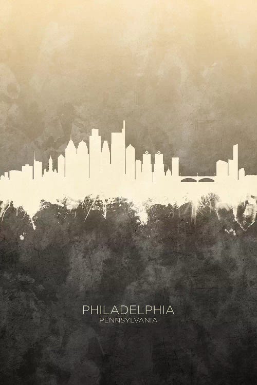 Philadelphia Pennsylvania Skyline Taupe