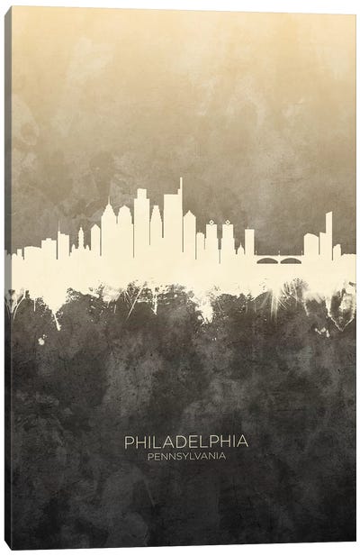 Philadelphia Pennsylvania Skyline Taupe Canvas Art Print - Philadelphia Art