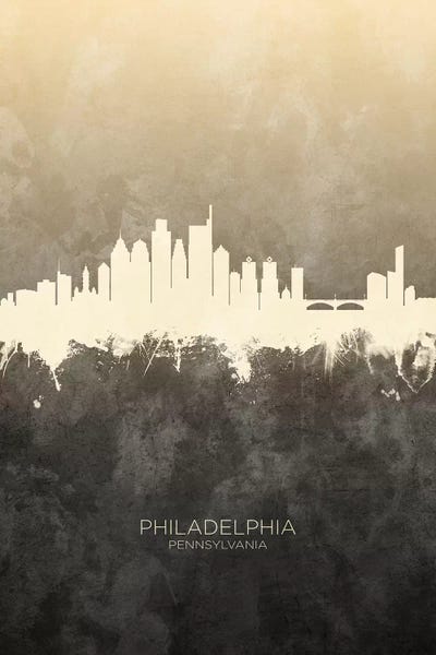 Pennsylvania: Taupe Philadelphia Pennsylvania Skyline by Michael Tompsett