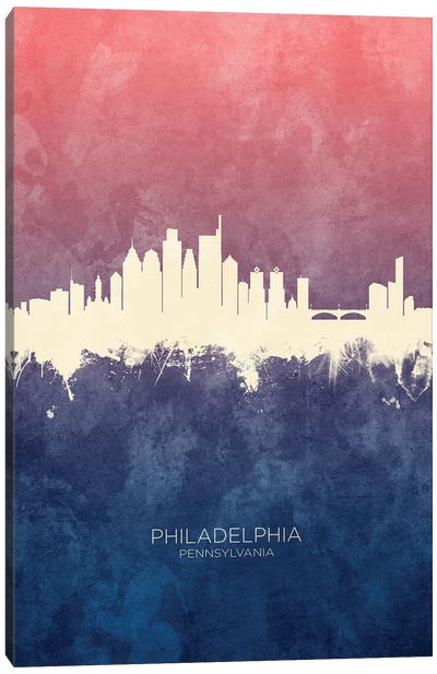 Philadelphia Skyline Blue Rose Canvas Art Print - Philadelphia Art