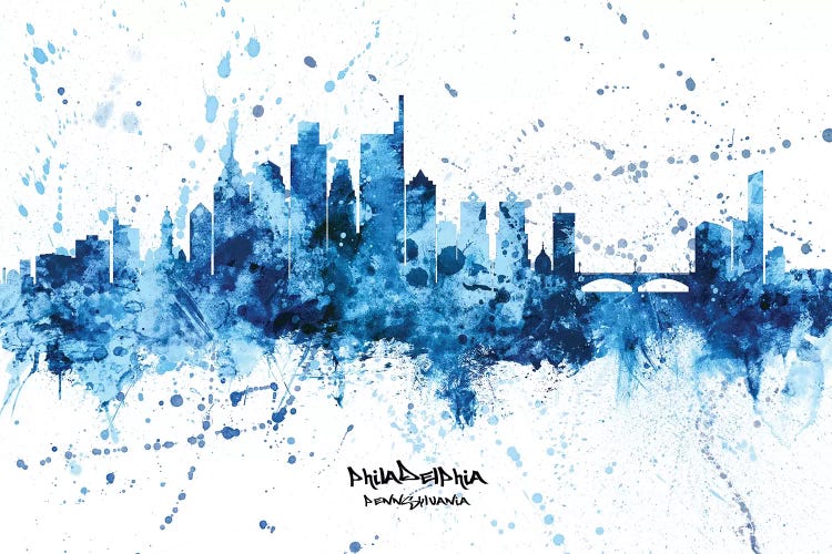 Philadelphia Skyline Splash Blue