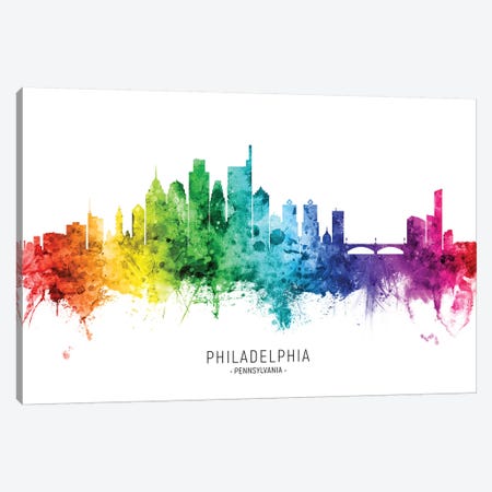 Philadelphia Skyline Rainbow Canvas Print #MTO2556} by Michael Tompsett Canvas Print