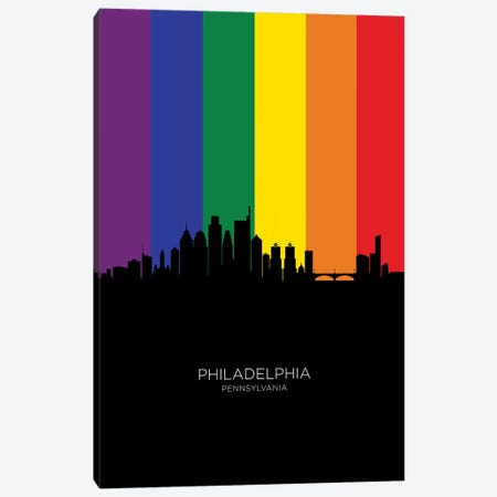 Philadelphia Skyline Rainbow Flag Canvas Print #MTO2557} by Michael Tompsett Art Print