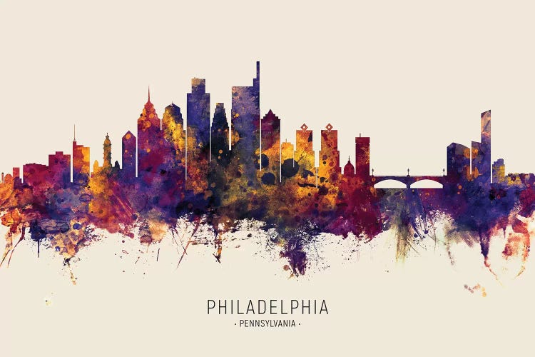 Philadelphia Skyline Red Beige