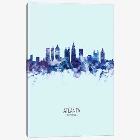 Atlanta Georgia Skyline Portrait Dark Blue Canvas Print #MTO2559} by Michael Tompsett Canvas Art