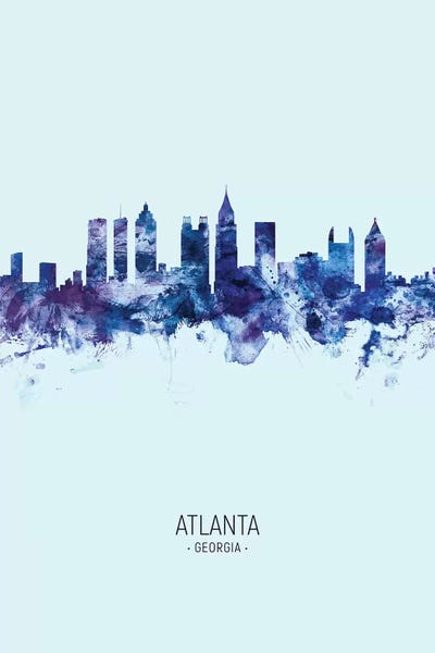 Georgia: Dark Blue Atlanta Georgia Skyline Portrait by Michael Tompsett