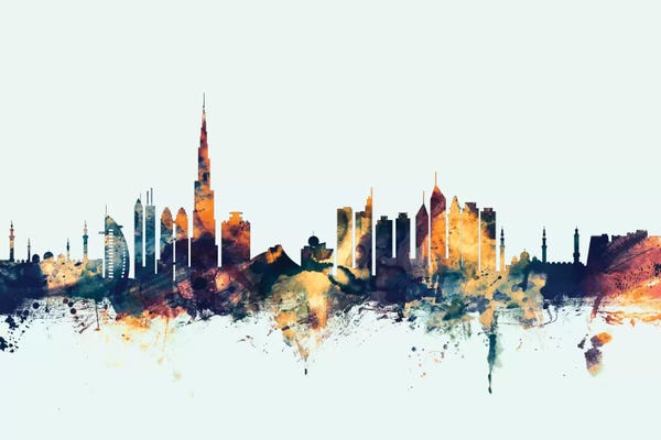 United Arab Emirates: Dubai, UAE On Blue by Michael Tompsett