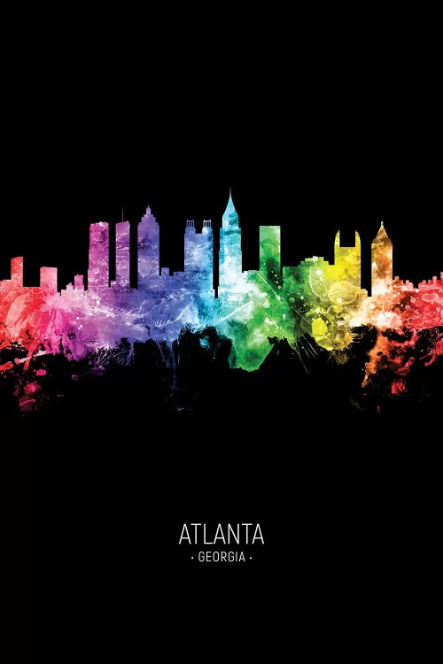 Atlanta Georgia Skyline Portrait Rainbow Black