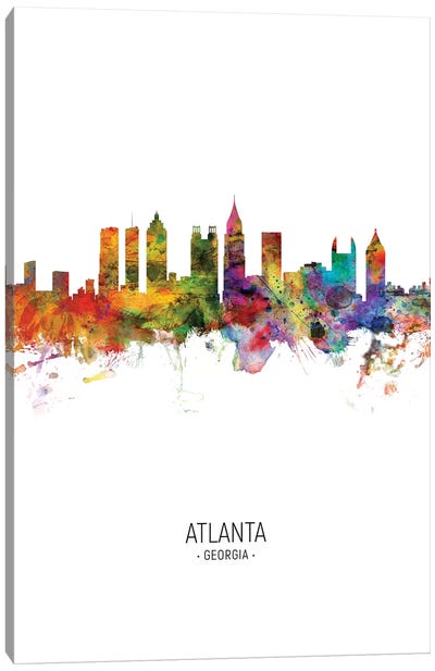 Atlanta Georgia Skyline Portrait Canvas Art Print - Atlanta Skylines