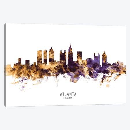 Atlanta Georgia Skyline Purple Gold Canvas Print #MTO2564} by Michael Tompsett Canvas Art