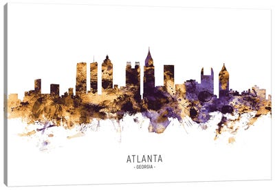Atlanta Georgia Skyline Purple Gold Canvas Art Print - Georgia Art