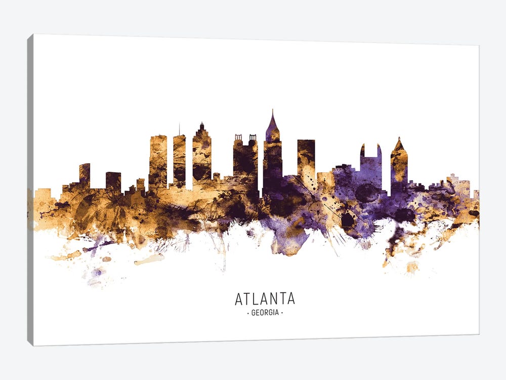 Atlanta Georgia Skyline Purple Gold by Michael Tompsett 1-piece Canvas Print