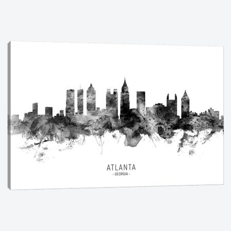 Atlanta Georgia Skyline Name Black And White Canvas Print #MTO2565} by Michael Tompsett Canvas Wall Art