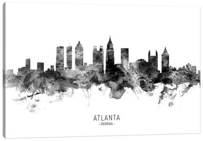 Atlanta Georgia Skyline Name Black And White Canvas Art Print - Atlanta