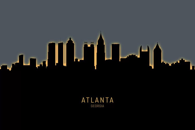 Atlanta Georgia Skyline Glow Orange by Michael Tompsett wall art