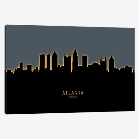 Atlanta Georgia Skyline Glow Orange Canvas Print #MTO2566} by Michael Tompsett Canvas Wall Art