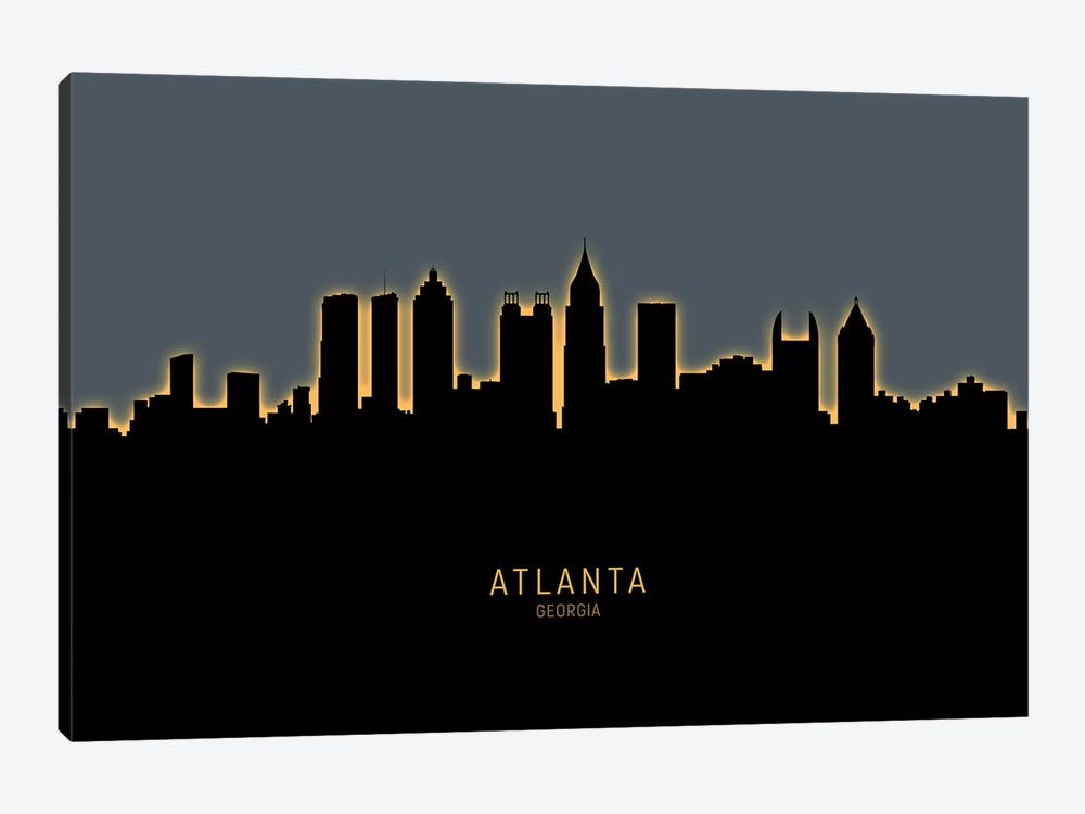 Atlanta Georgia Skyline Glow Orange by Michael Tompsett 1-piece Art Print