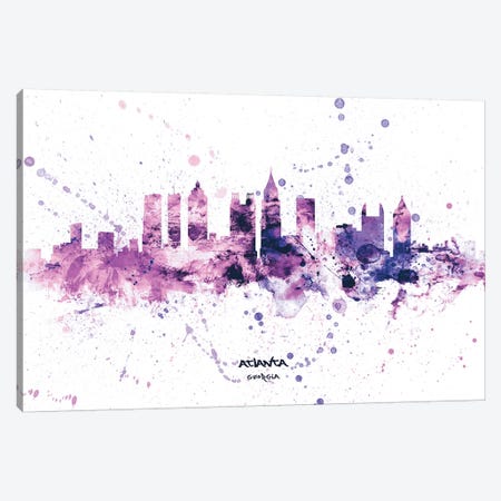 Atlanta Georgia Skyline Splash Purple Canvas Print #MTO2567} by Michael Tompsett Canvas Artwork