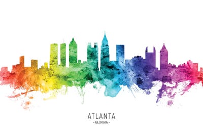Atlanta Georgia Skyline Rainbow by Michael Tompsett multi panel art