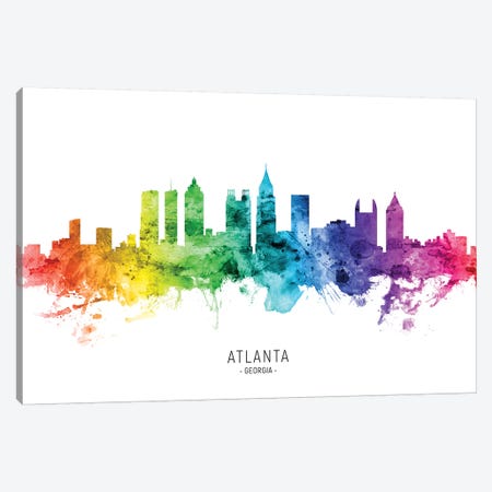 Atlanta Georgia Skyline Rainbow Canvas Print #MTO2568} by Michael Tompsett Art Print
