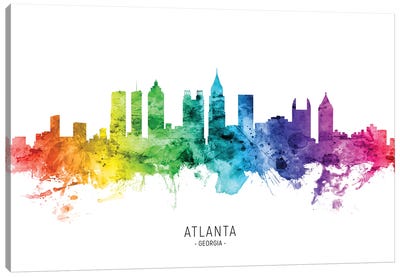 Atlanta Georgia Skyline Rainbow Canvas Art Print - Atlanta Art