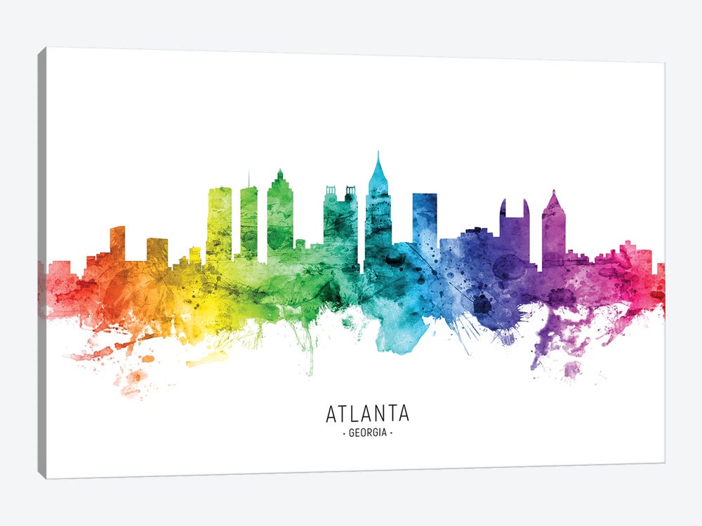 Atlanta Georgia Skyline Rainbow by Michael Tompsett 1-piece Canvas Art Print