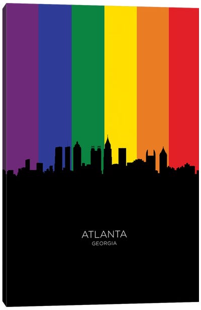 Atlanta Georgia Skyline Rainbow Flag Canvas Art Print - Georgia Art
