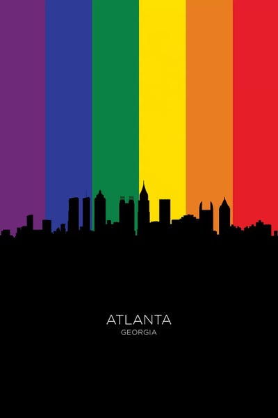Georgia: Atlanta Georgia Skyline Rainbow Flag by Michael Tompsett