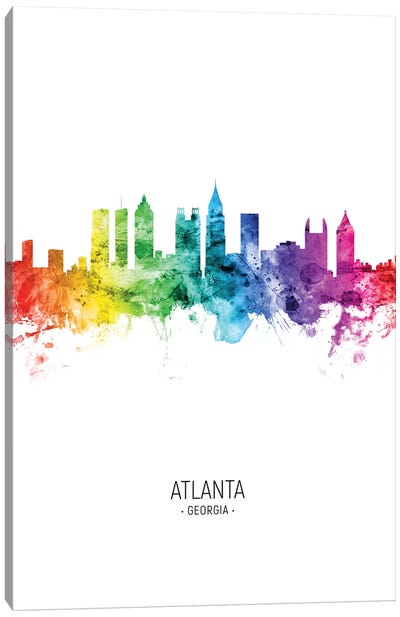 Atlanta Georgia Skyline Rainbow Tall Canvas Art Print - Atlanta Skylines