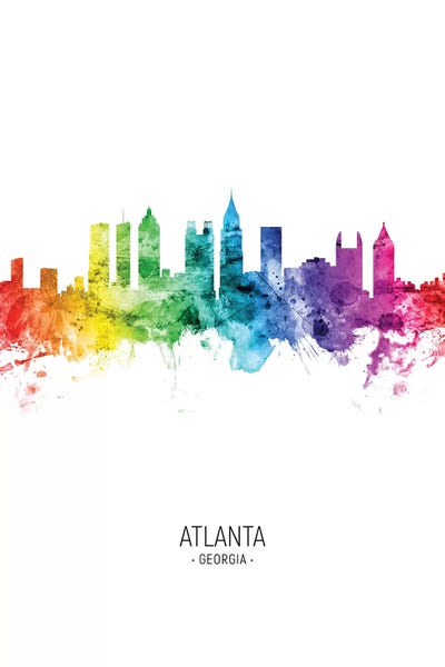 Georgia: Atlanta Georgia Skyline Rainbow Tall by Michael Tompsett