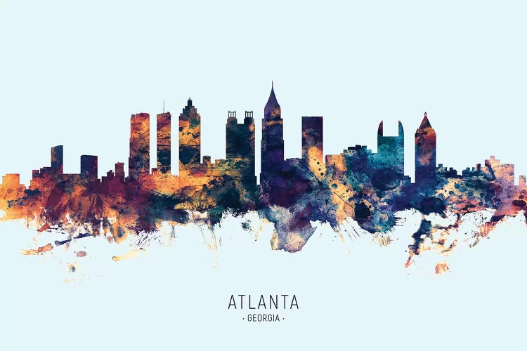 Atlanta Georgia Skyline Blue Orange