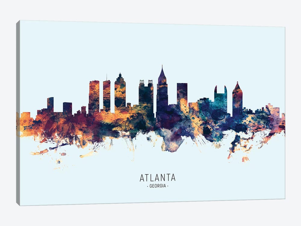 Atlanta Georgia Skyline Blue Orange by Michael Tompsett 1-piece Canvas Print