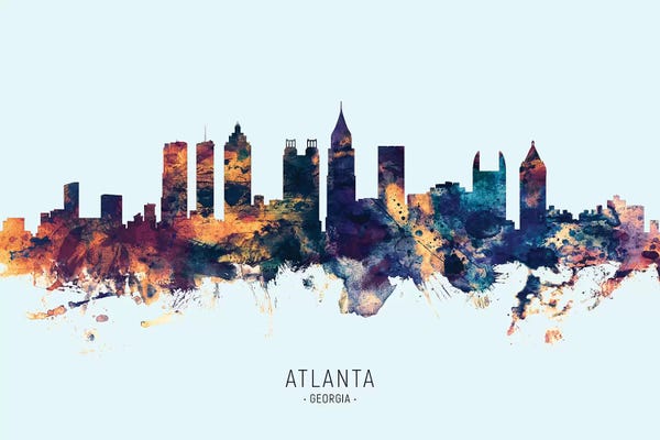 Georgia: Atlanta Georgia Skyline Blue Orange by Michael Tompsett