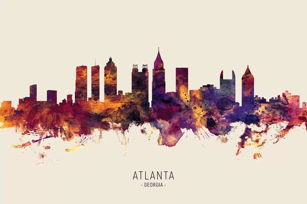 Georgia: Atlanta Georgia Skyline Red Beige by Michael Tompsett