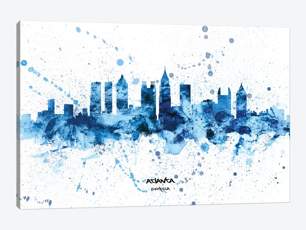 Atlanta Georgia Skyline Splash Blue by Michael Tompsett 1-piece Canvas Print