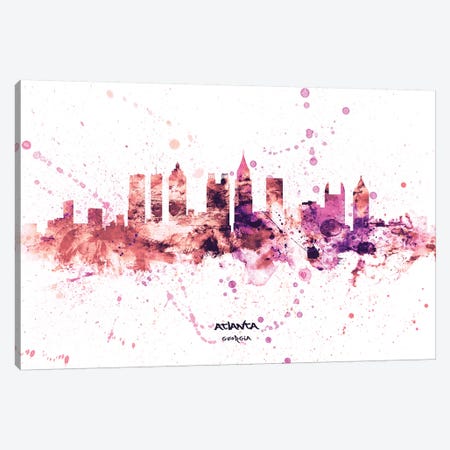 Atlanta Georgia Skyline Splash Pink Canvas Print #MTO2574} by Michael Tompsett Art Print