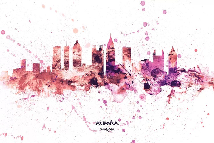 Atlanta Georgia Skyline Splash Pink