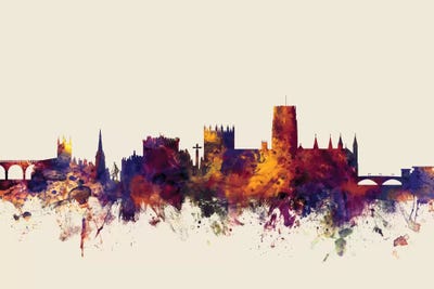 Beige Background Skyline Of Durham, England, United Kingdom by Michael Tompsett metal wall art