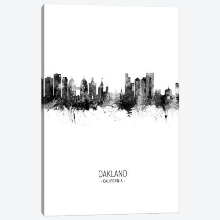 Oakland California Skyline Portrait Black And White Canvas Print #MTO2580} by Michael Tompsett Canvas Art Print