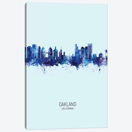 Oakland California Skyline Portrait Dark Blue Canvas Print #MTO2581} by Michael Tompsett Art Print