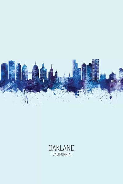 Oakland: Dark Blue Oakland California Skyline Portrait by Michael Tompsett