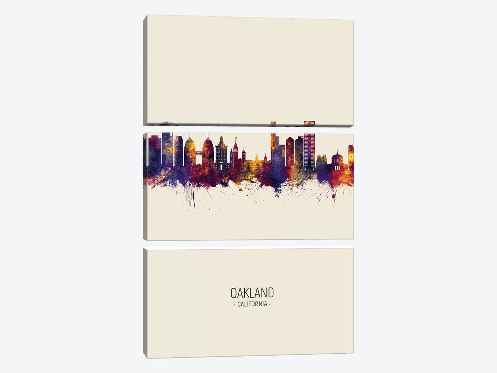 Oakland California Skyline Fall by Michael Tompsett 3-piece Canvas Print